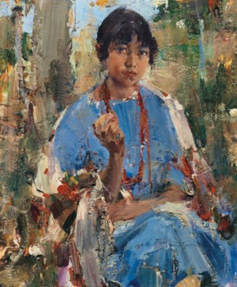 Indian Girl in Blue Dress by Nicolai Fechin