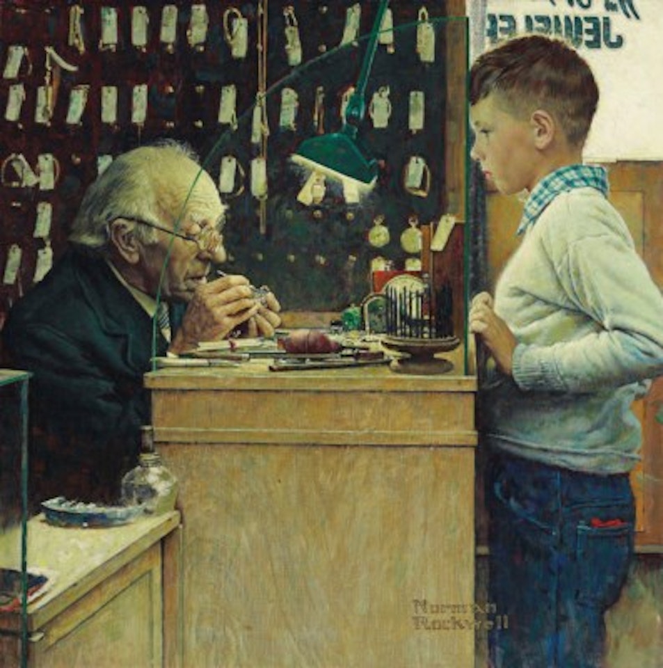 What Makes It Tick? (The Watchmaker) by Norman Rockwell