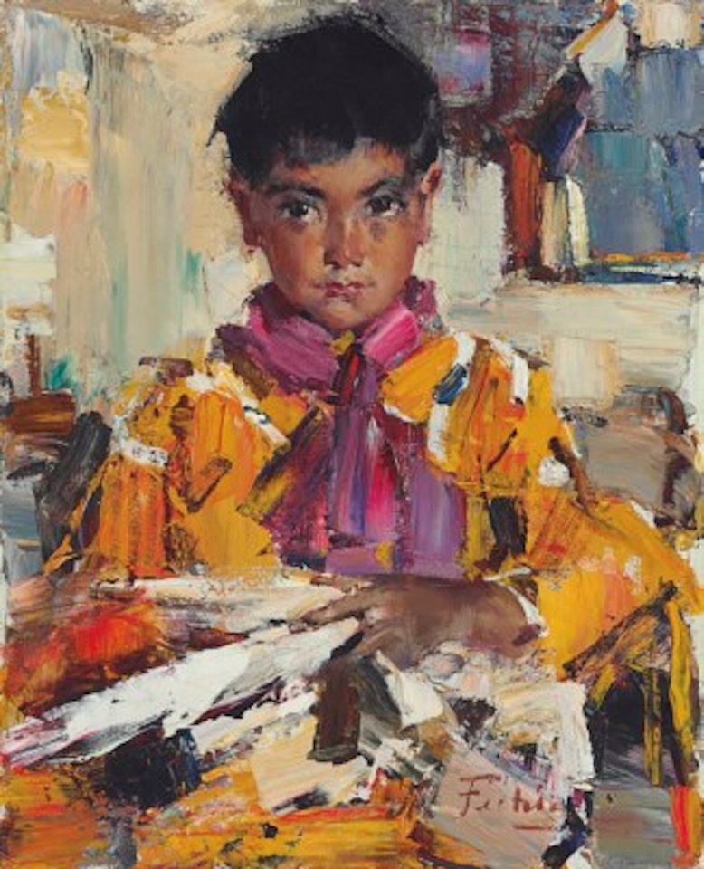 Indian Boy with Fan by Nicolai Fechin