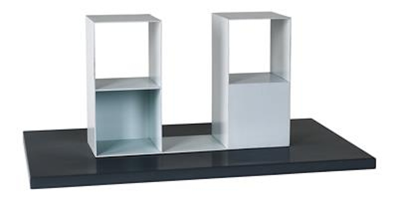“2/2 Two Two-part pieces using a cube with opposite sides removed” by Sol LeWitt