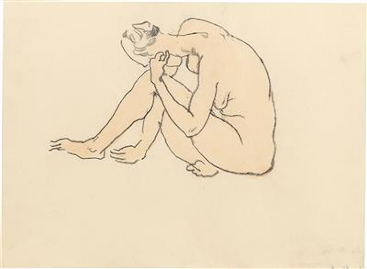 Kauernder weiblicher Akt (Crouching female nude) by George Grosz