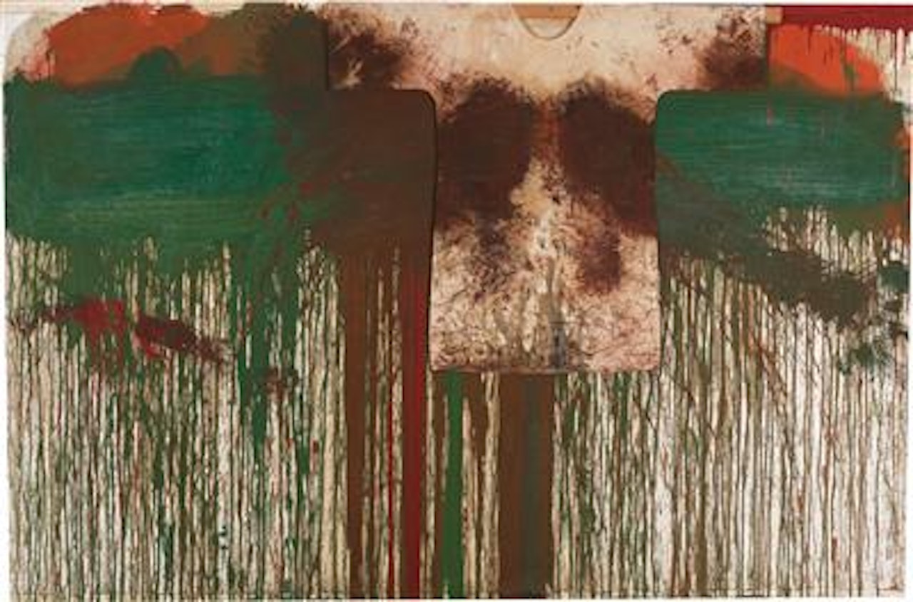 Splatter painting with gown by Hermann Nitsch