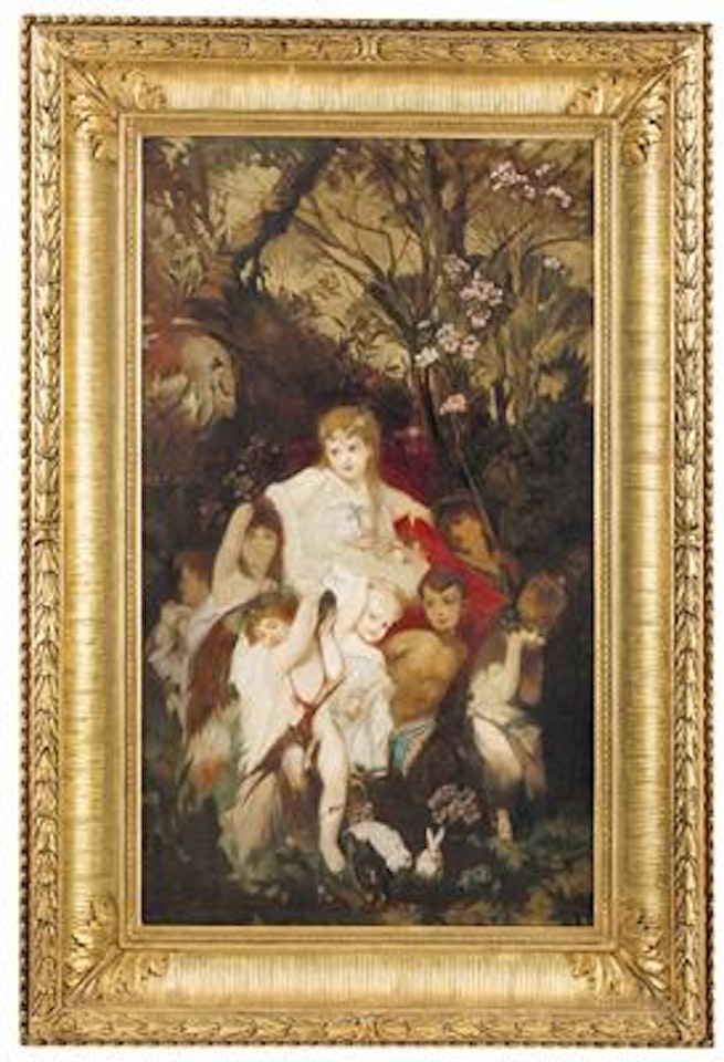 Modern Cupids: Little Princess worn as May Queen of boys in triumph by Hans Makart