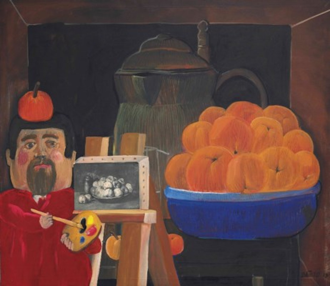 Self-Portrait with Still Life (After Courbet) by Fernando Botero