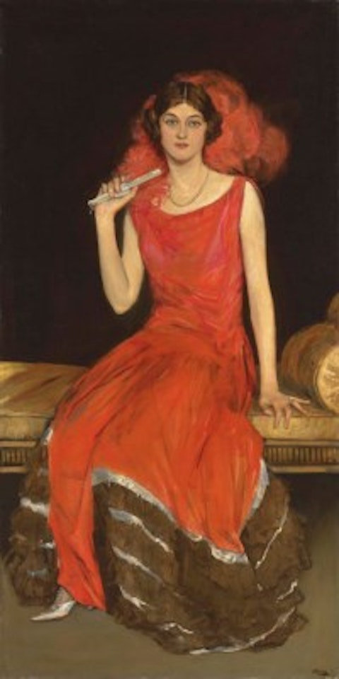 Lady in Red, Mrs Owen Barton Jones by John Lavery