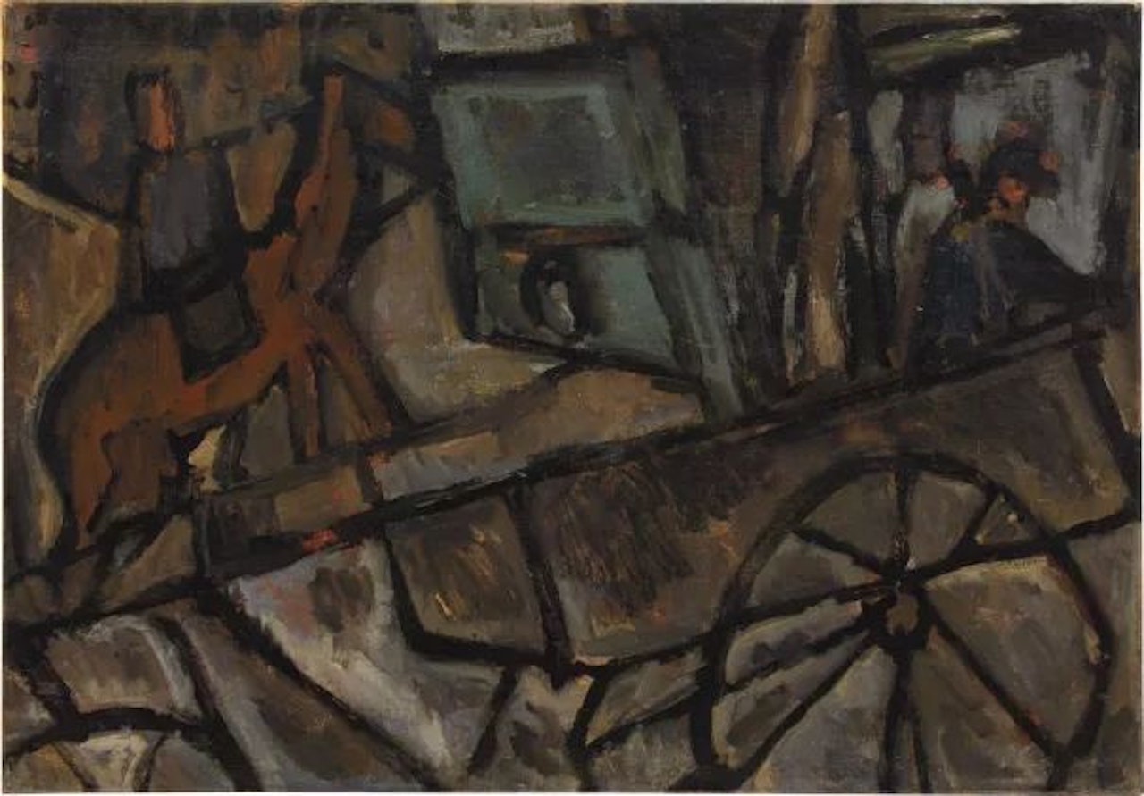 Straatscène met wagen by Joaquín Torres-García