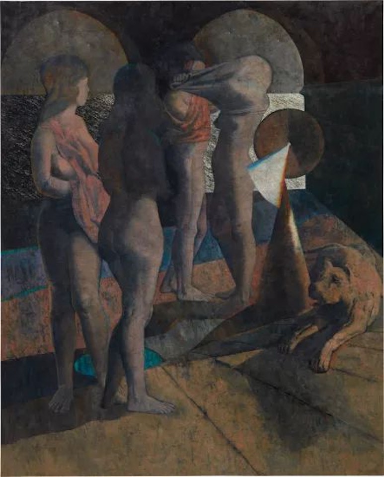 Four Bathers and a Dog by Armando Morales