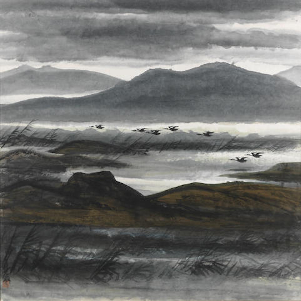 Egrets on Pond by Lin Fengmian