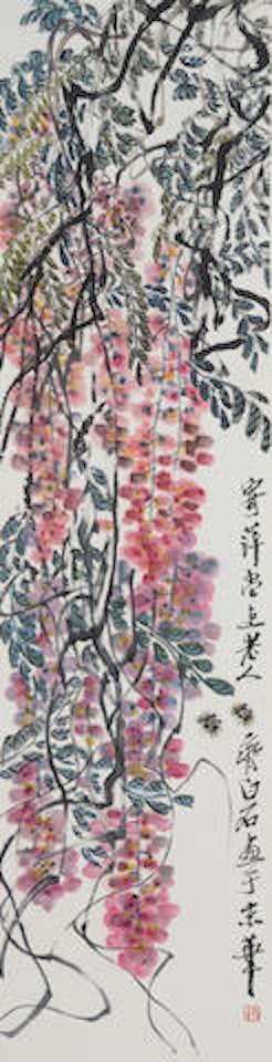 Wisteria and Bees by Qi Baishi
