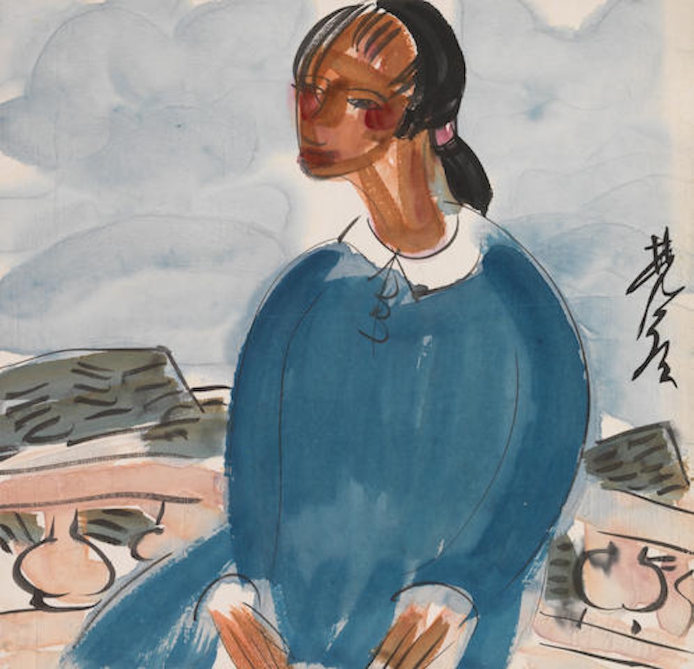 Girl in Blue Blouse by Lin Fengmian