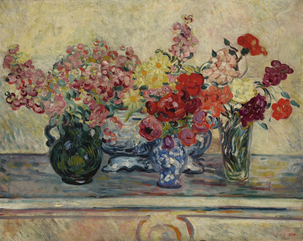 LES TROIS VASES DE FLEURS ET LA JARDINIÈRE FLEURIE by Louis Valtat