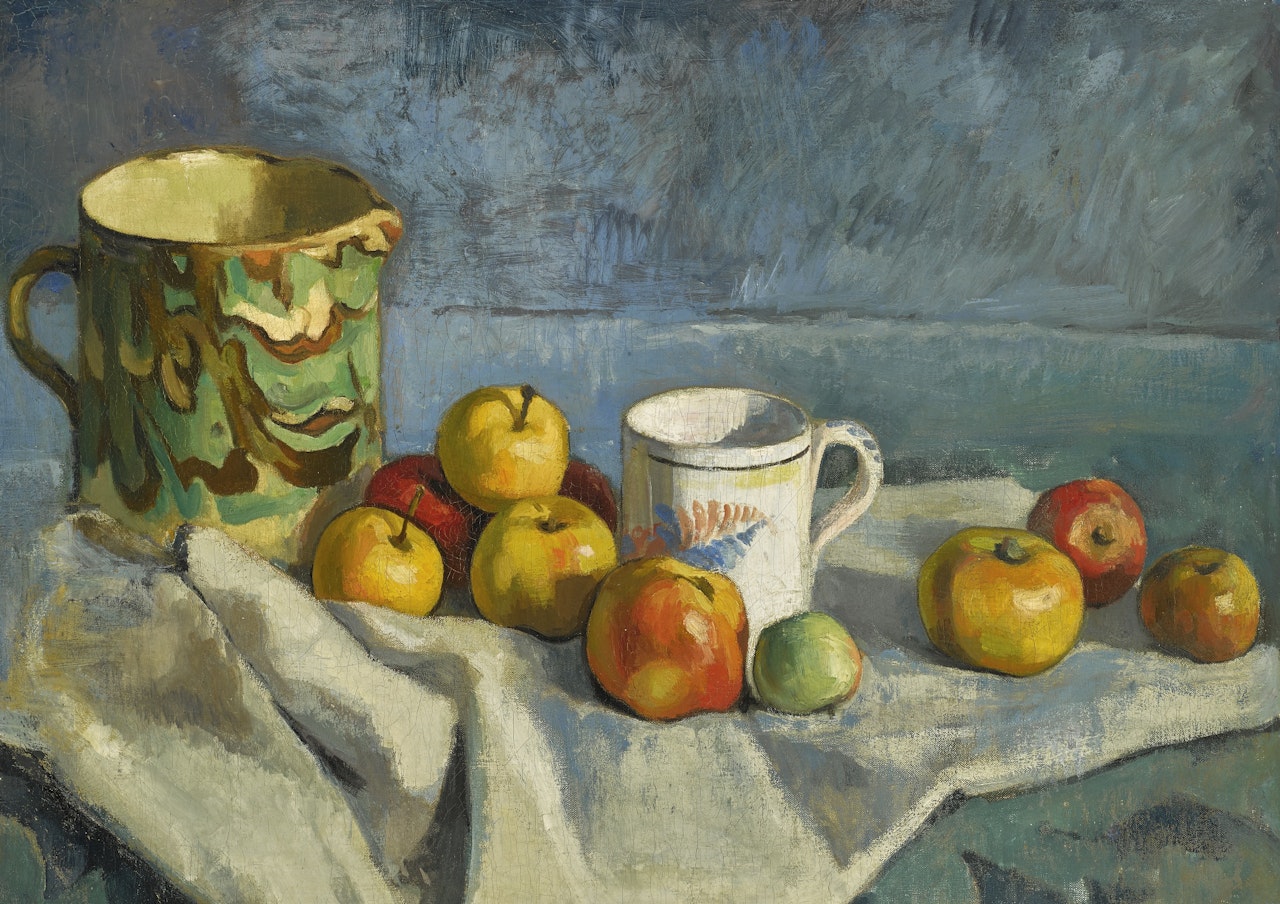 NATURE MORTE AUX POMMES ET AUX POTS BRETONS by Emile Bernard