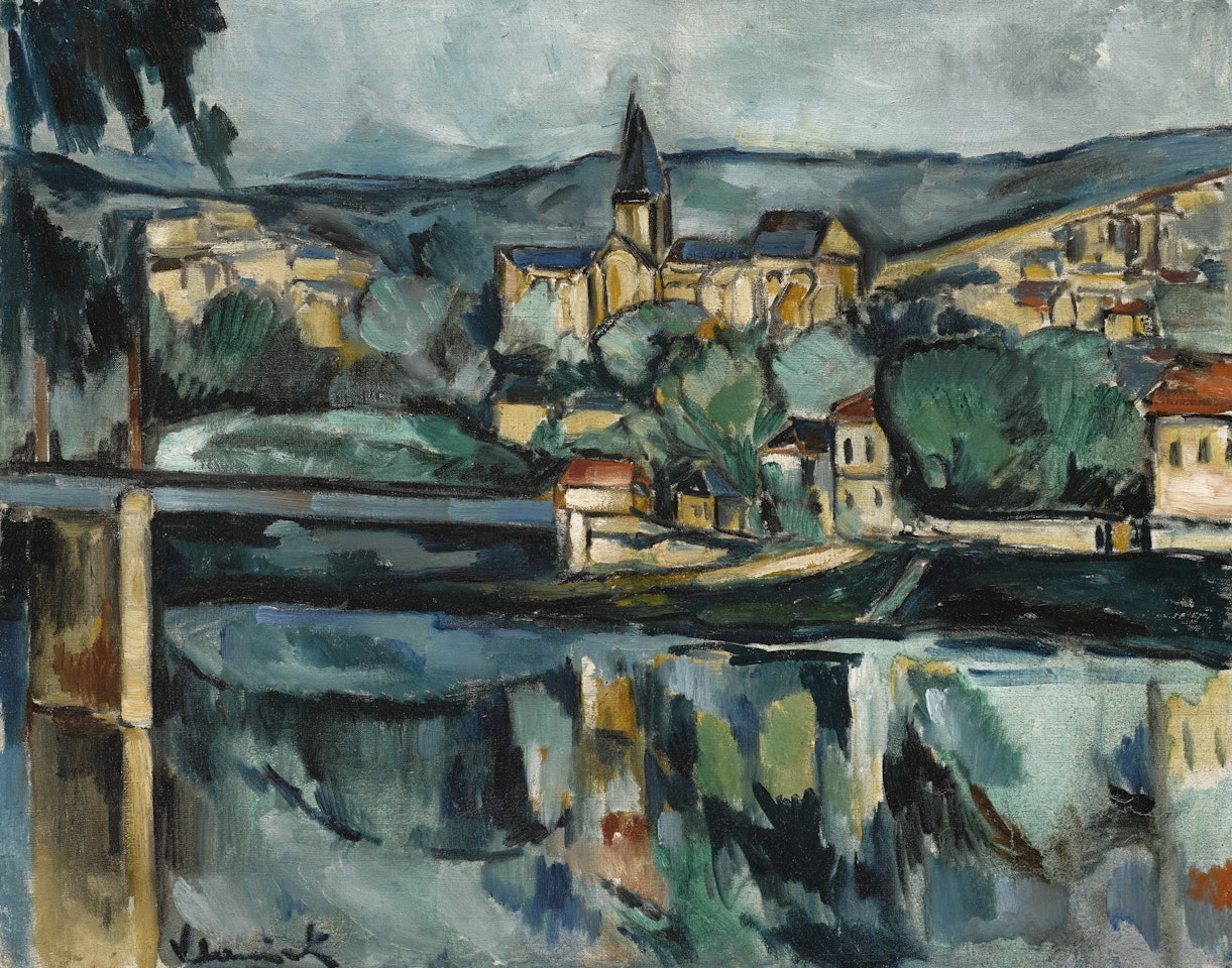 VILLAGE AU BORD D'UNE RIVIÈRE by Maurice de Vlaminck