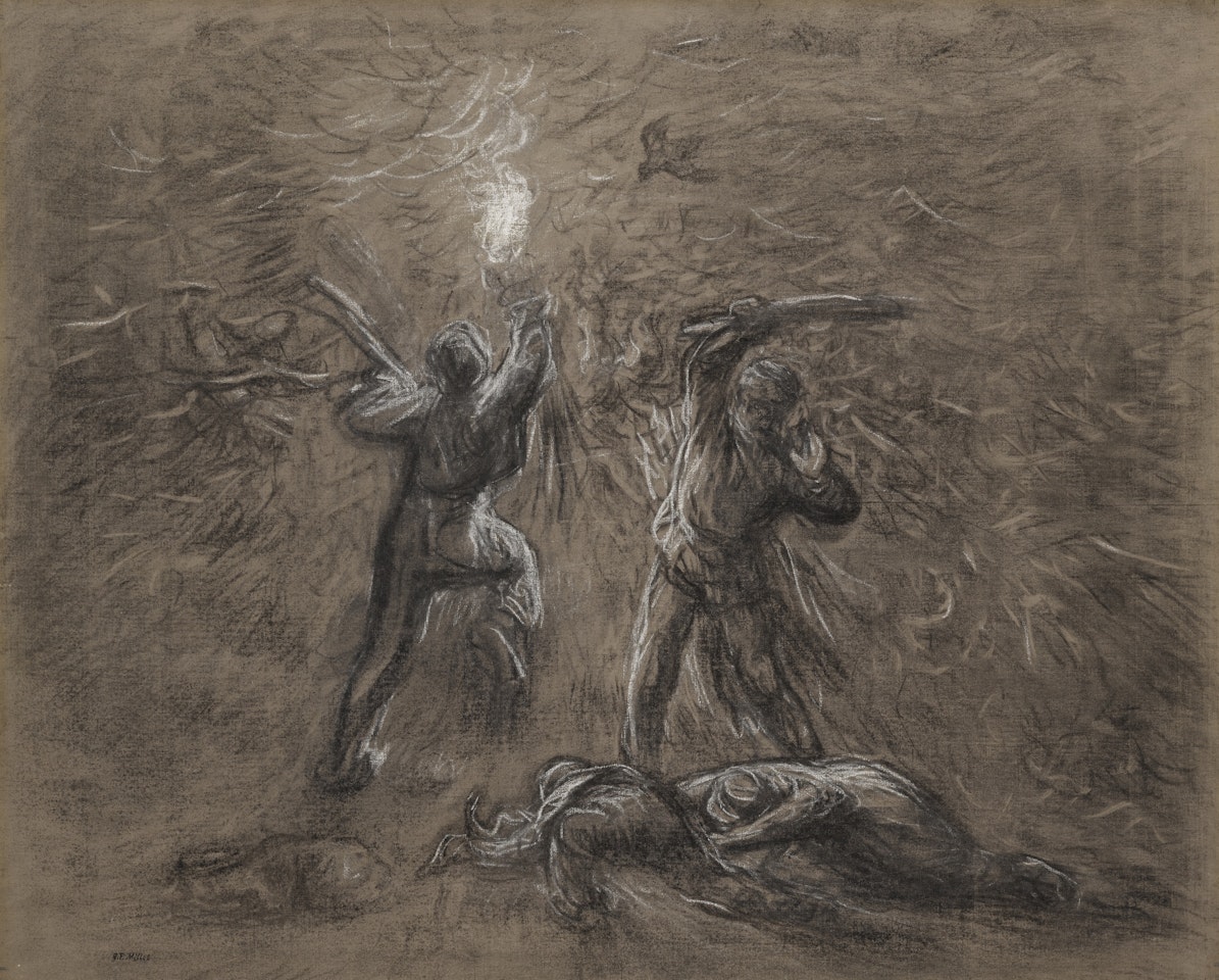 CHASSE AUX OISEAUX PAR LUMIÃRE DES TORCHES by Jean-François Millet