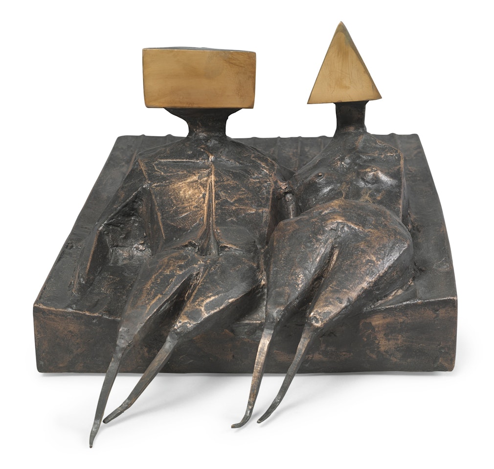 TWO LYING FIGURES ON BASE by Lynn Chadwick