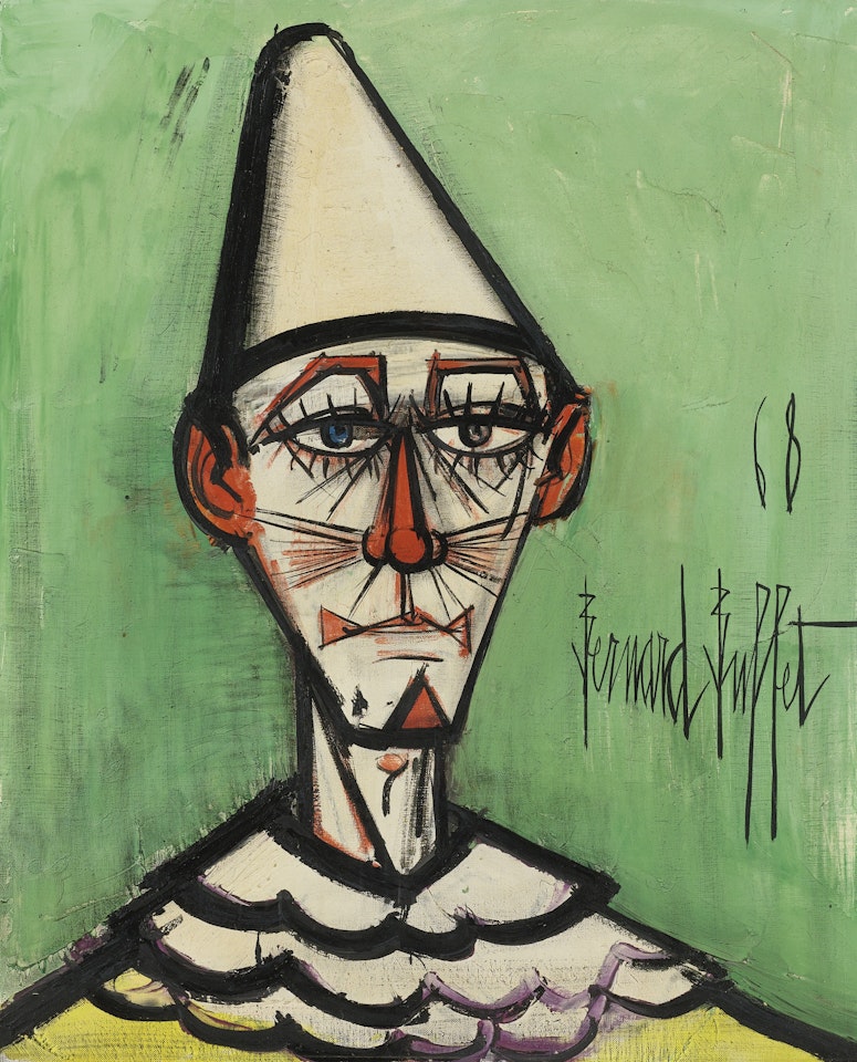 TÊTE DE CLOWN FOND VERT by Bernard Buffet