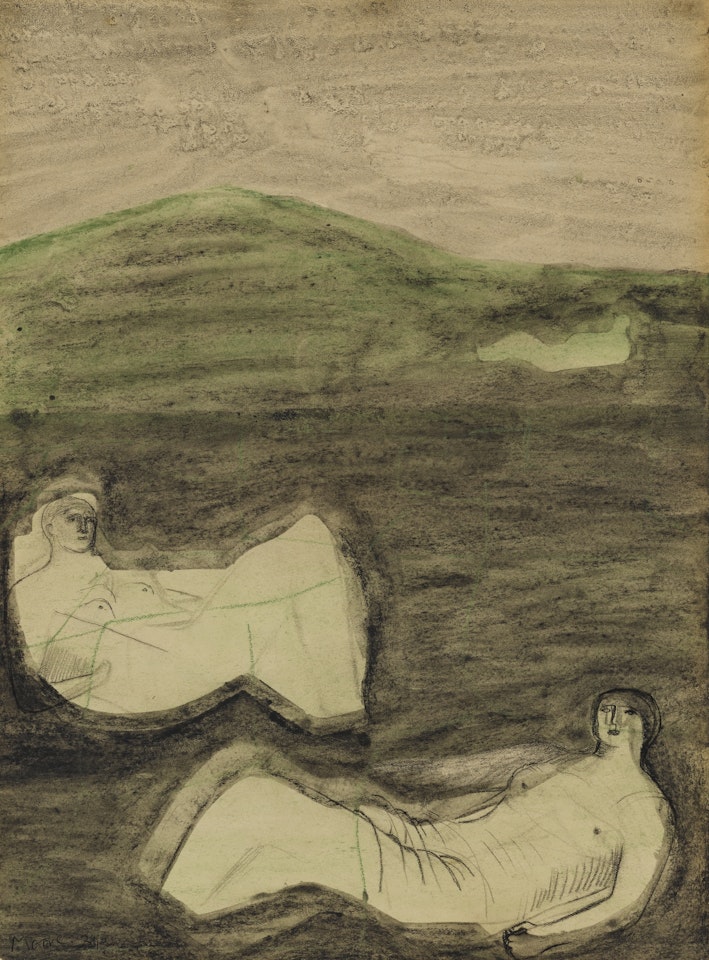 RECLINING FIGURES IN A LANDSCAPE by Henry Moore