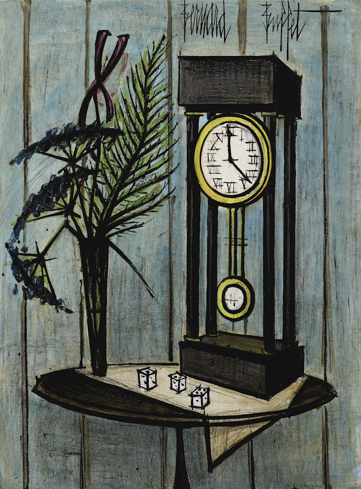 PENDULE ET OMBELLES BLEUES by Bernard Buffet