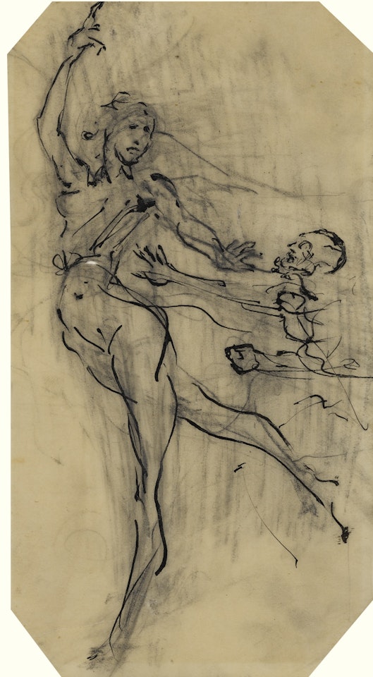 ÉTUDE POUR LA FIGURE FÉMININE DU TABLEAU "SCÈNE AVEC ALLÉGORIE MARINE" (LE VOL, LA TENTATION, L'AMOUR, LES AILES BRISÉE) (I) & ÉTOILE FILANTE ET SIGNATURES (II) by Salvador Dali