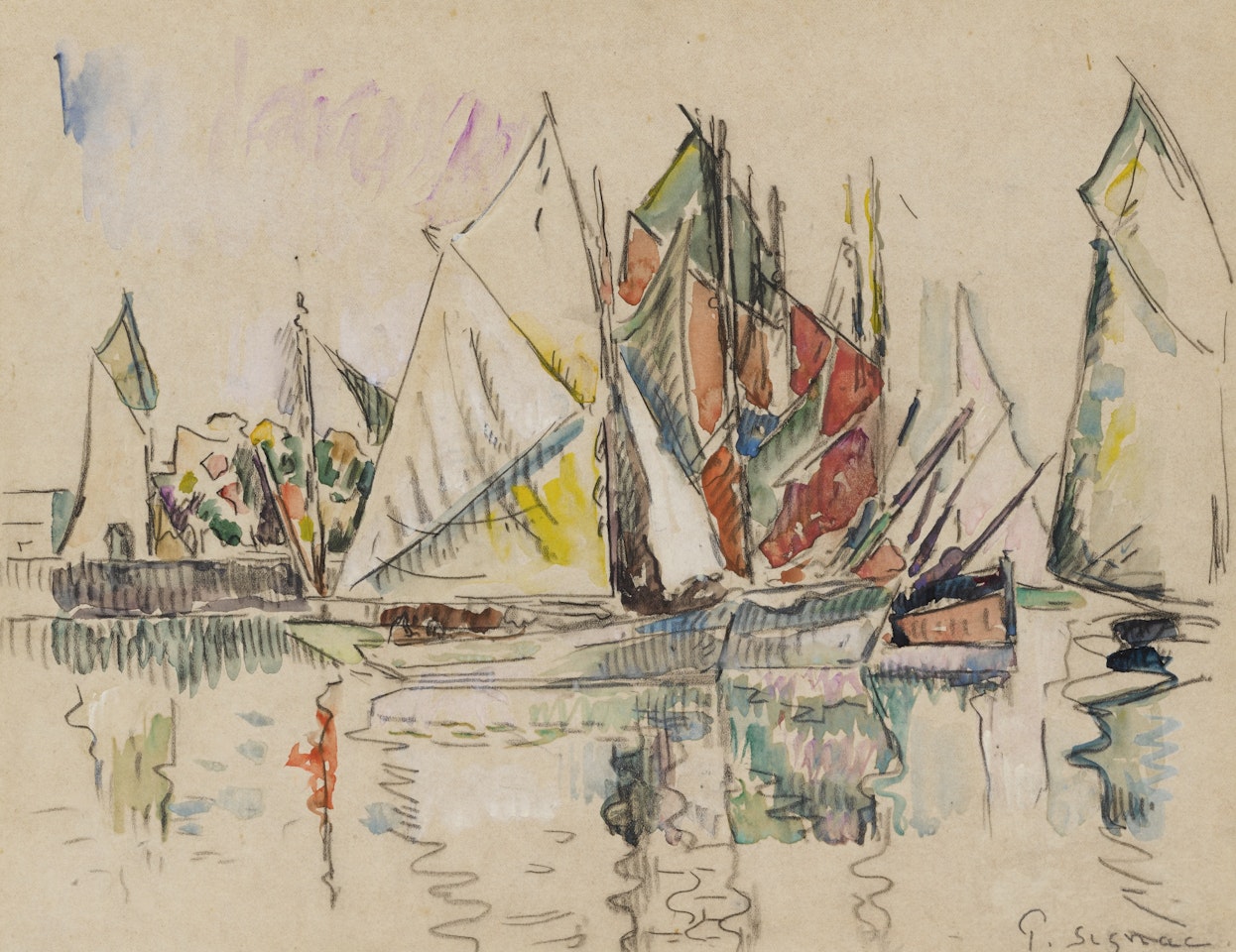 VOILIERS AU PORT by Paul Signac