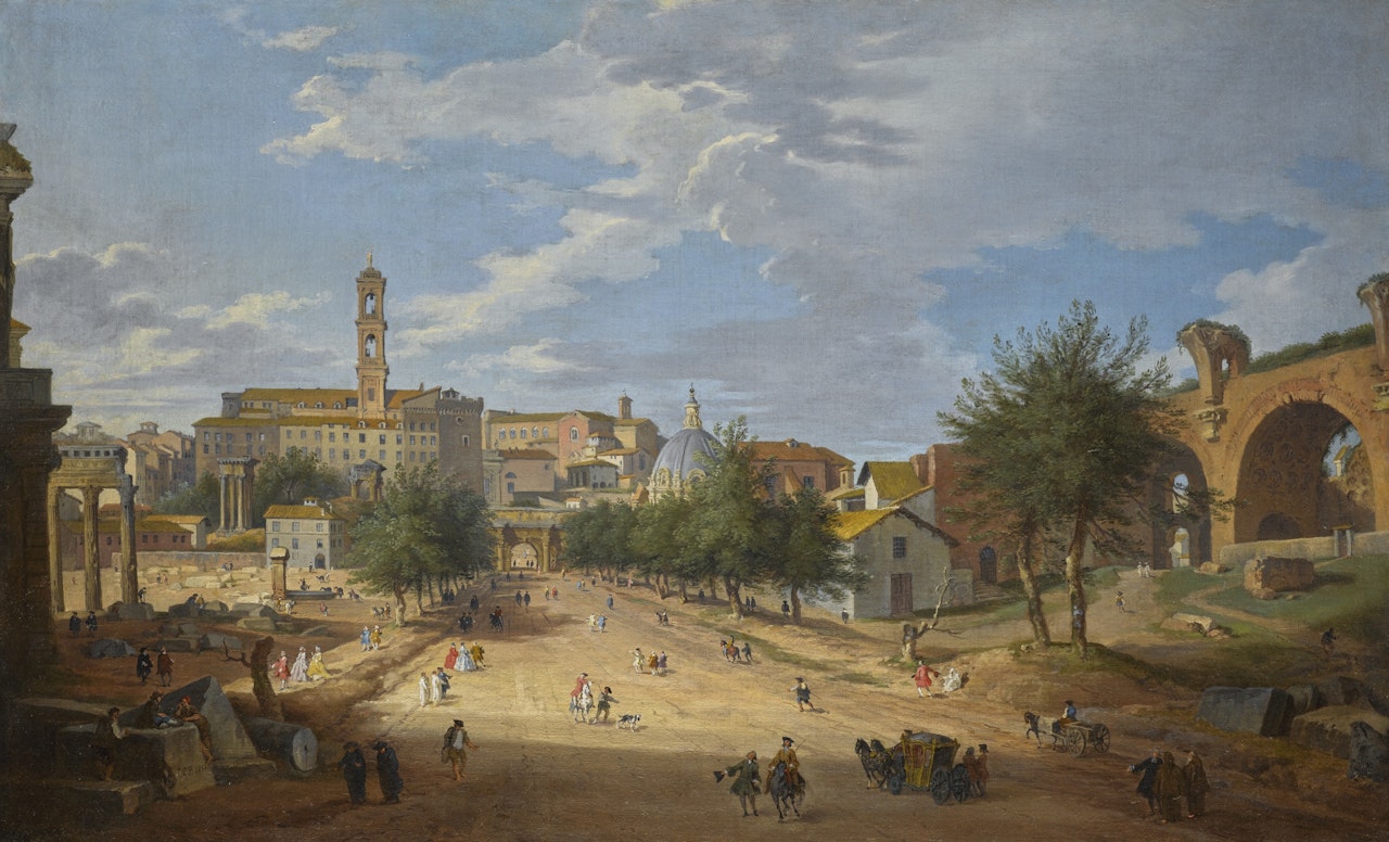 ROME, A VIEW OF THE FORUM LOOKING TOWARDS THE CAPITOL by Giovanni Paolo Panini