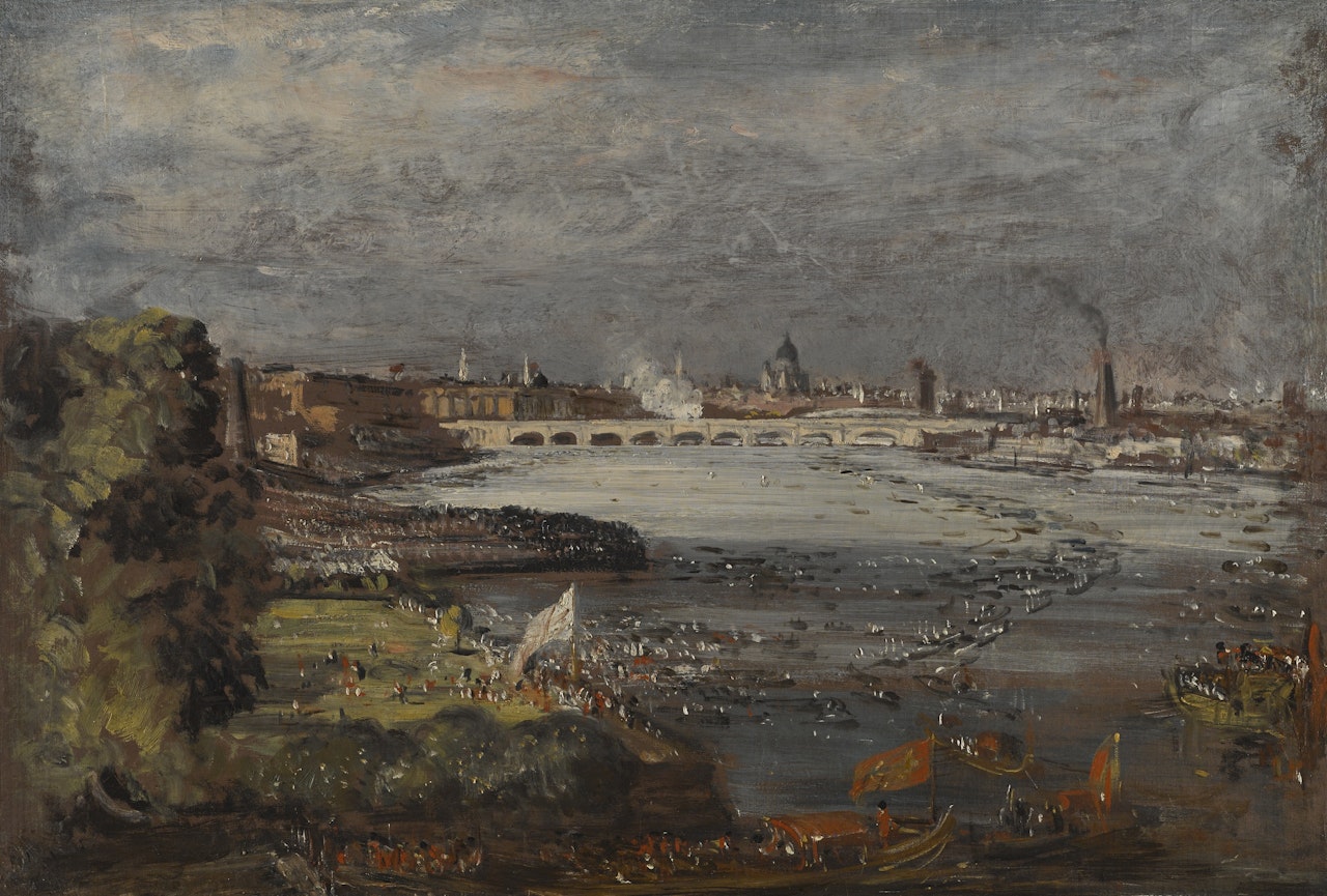 THE OPENING OF WATERLOO BRIDGE, SEEN FROM WHITEHALL STAIRS, LONDON, 18 JUNE 1817 by John Constable