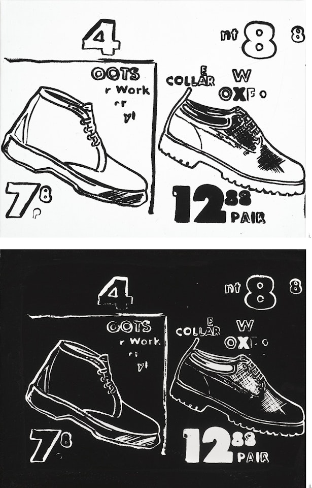 I. WORK BOOTS (POSITIVE); II. WORK BOOTS (NEGATIVE) [TWO WORKS] by Andy Warhol