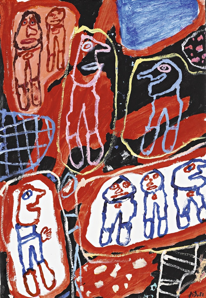 SITE AVEC 8 PERSONNAGES by Jean Dubuffet
