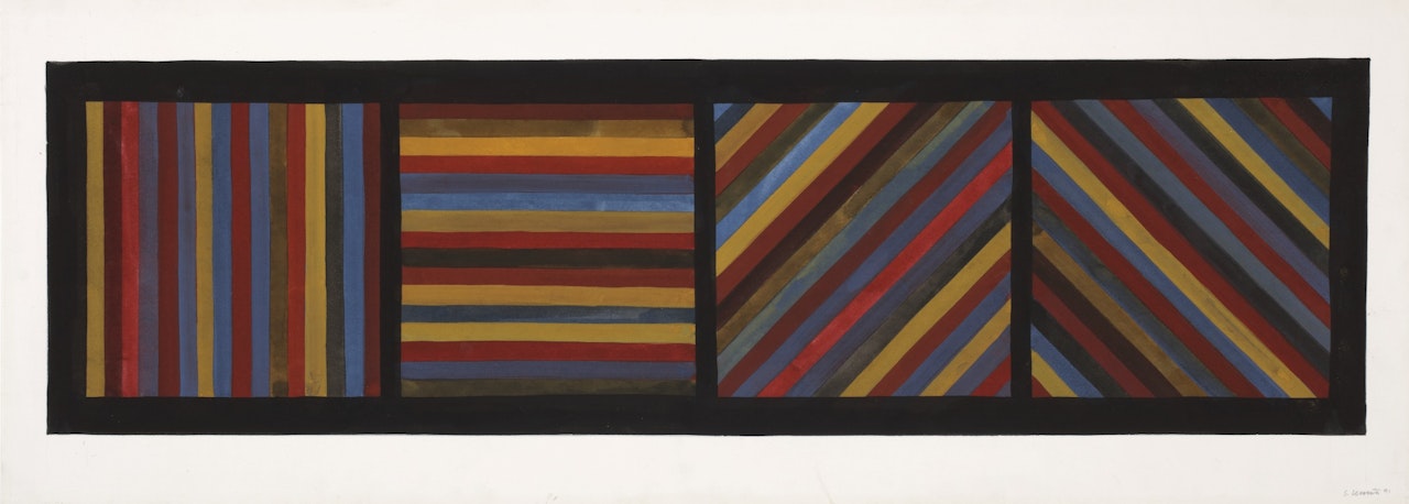 UNTITLED (BANDS OF COLOR IN FOUR DIRECTIONS) by Sol LeWitt