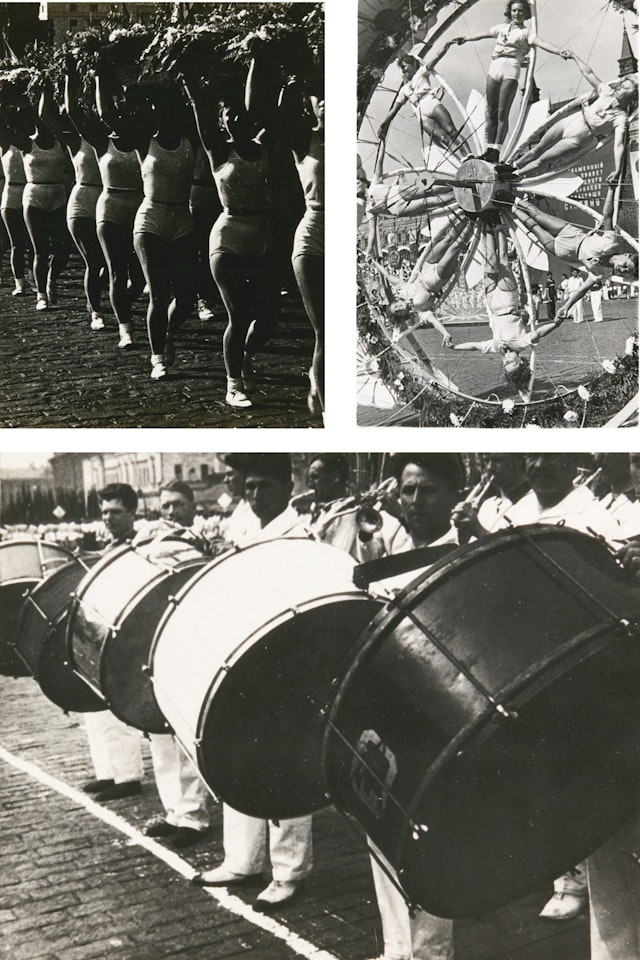 I. RYTHMICS GYMNASTICS, II. DRUMMERS, SPORTS PARADE, III. WHEEL by Alexander Rodchenko
