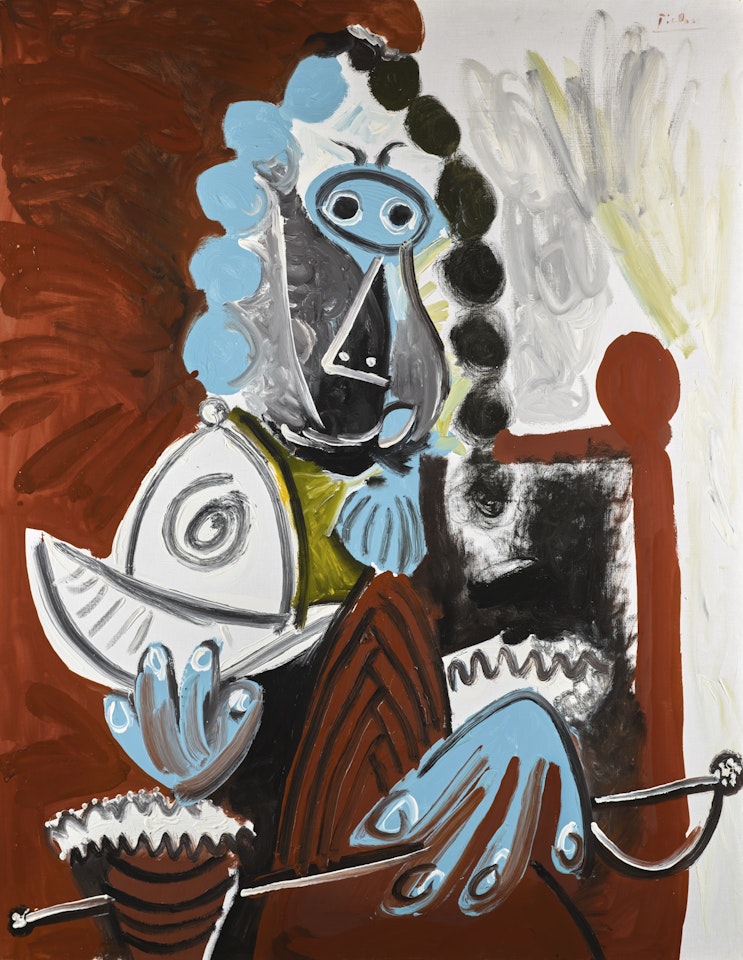 HOMME ASSIS AU CASQUE ET À L'ÉPÉE by Pablo Picasso