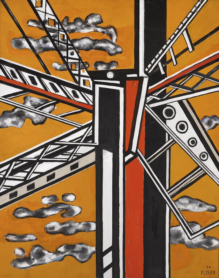 ÉLÉMENT MÉCANIQUE SUR FOND JAUNE (CONSTRUCTION MÉTALLIQUE) by Fernand Leger
