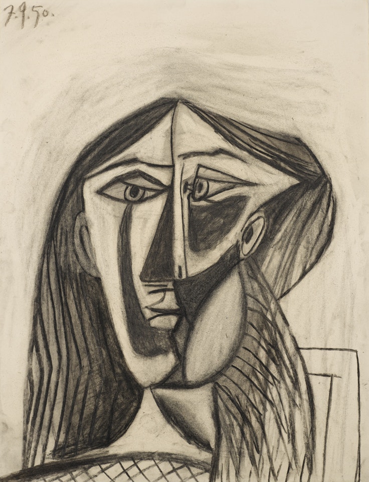TÊTE DE FEMME AU CORSAGE RAYÉ (PORTRAIT DE FRANÇOISE) by Pablo Picasso