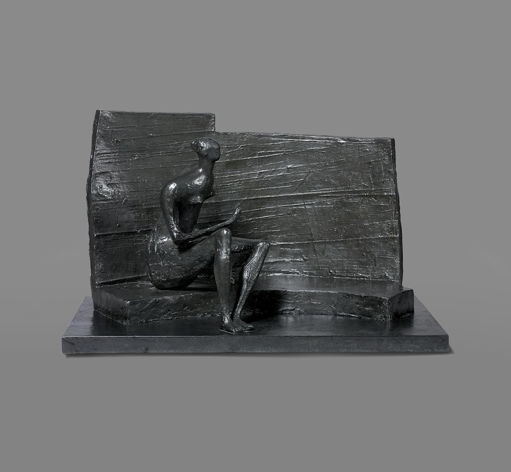 SEATED FIGURE AGAINST CURVED WALL by Henry Moore