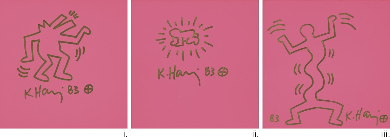 I. UNTITLED (DOG) II. UNTITLED (BABY)  III. UNTITLED (FIGURE) (3 WORKS) by Keith Haring