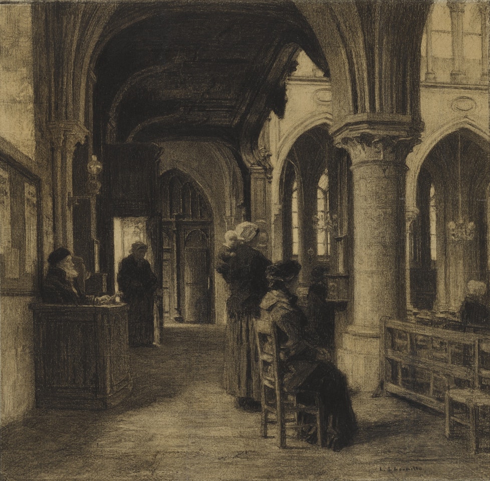 INTERIEUR DE L'ÉGLISE SAINT-SÉVERIN by Léon Augustin Lhermitte
