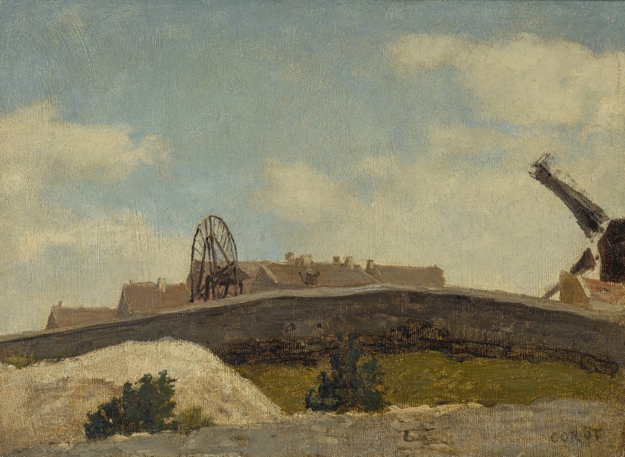 MONTMARTRE, MUR ET MOULIN  by Jean Baptiste Camille Corot