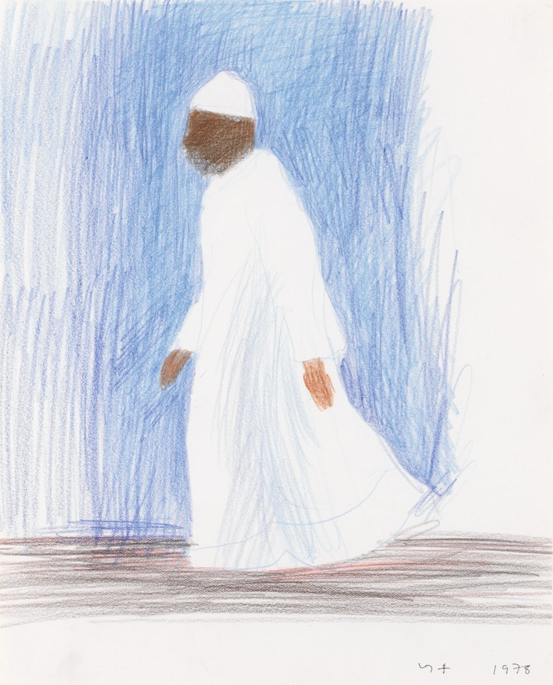 MAN IN ARAB DRESS, CAIRO by David Hockney