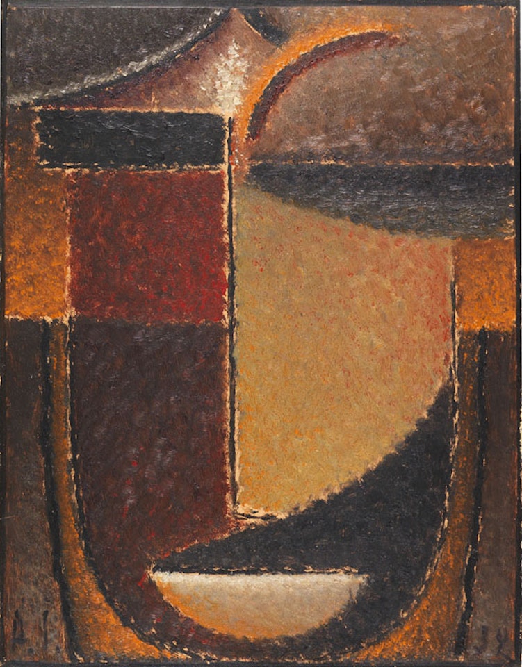 Abstrakter Kopf: Orient - Verhaltene Glut by Alexej von Jawlensky