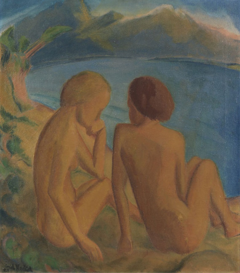 Zwei Frauen am Strand by Erich Heckel