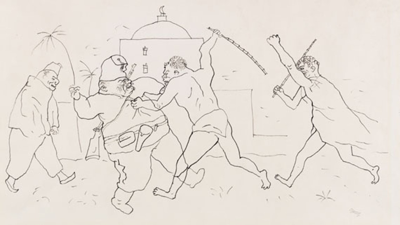 Tartarin kämpft für die Freiheit des Löwen by George Grosz