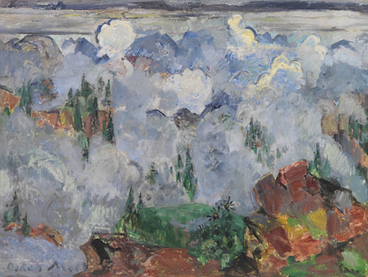 Wolken im Gebirge by Oskar Moll