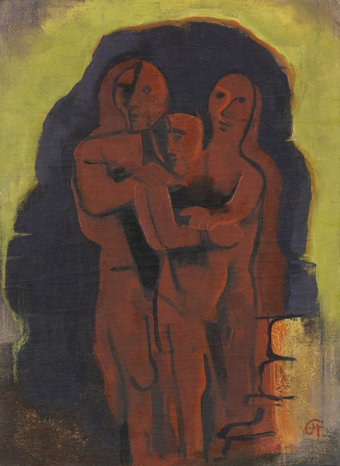 Drei Maskenfiguren by Karl Hofer