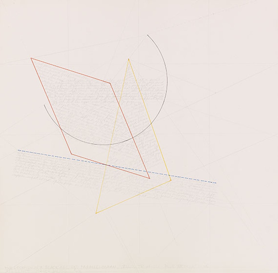The location of a black arc, red parallelogram.... by Sol LeWitt