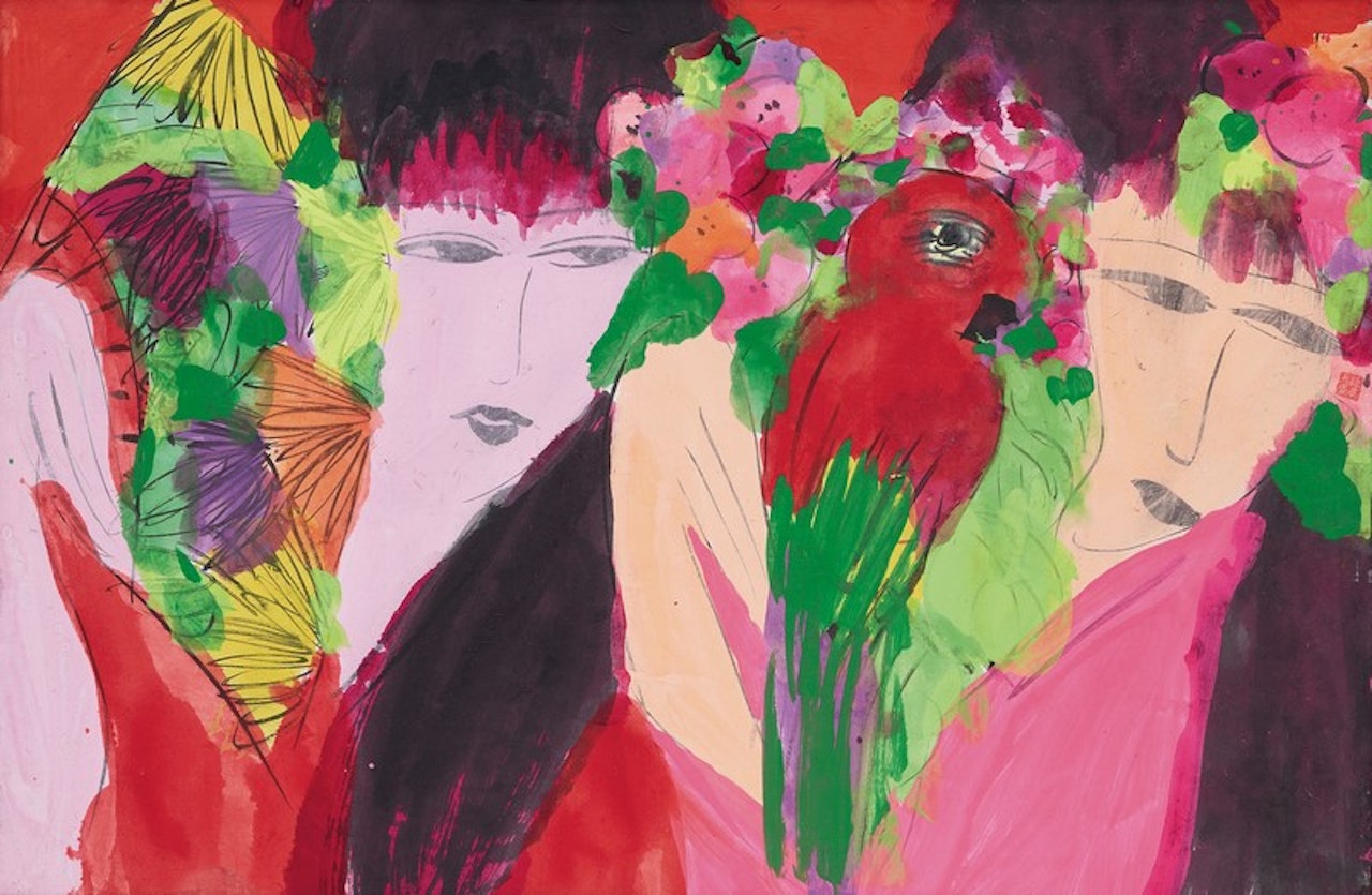 Beauty And Parrot by Walasse Ting
