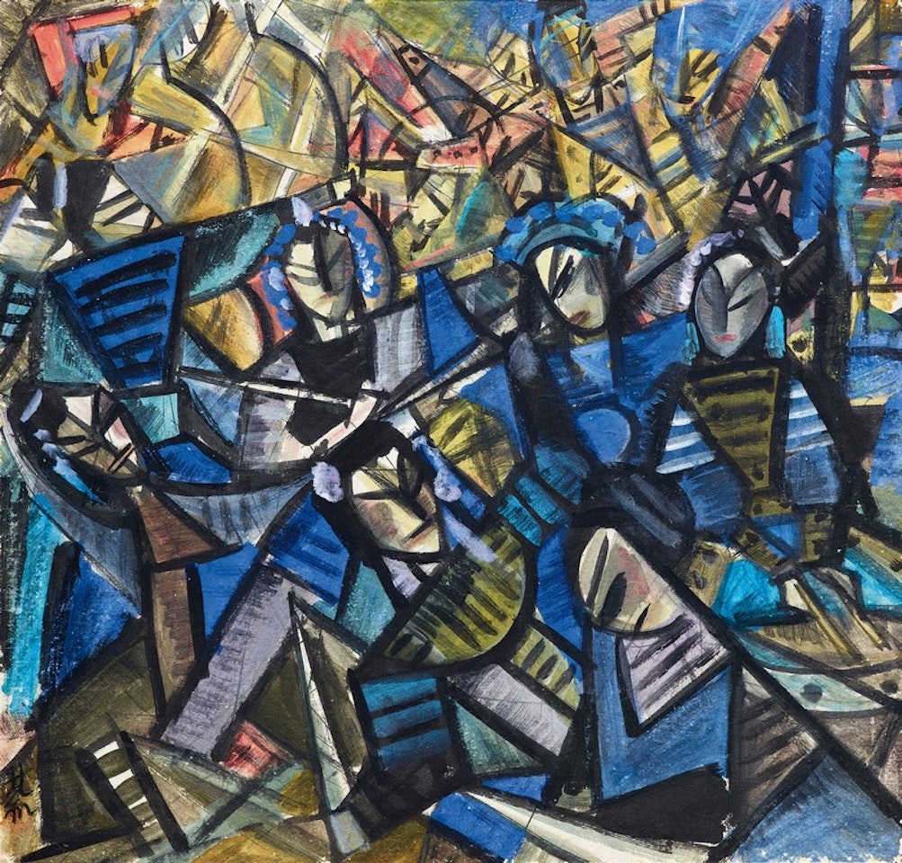 Hegemony Among Opera Figures by Lin Fengmian