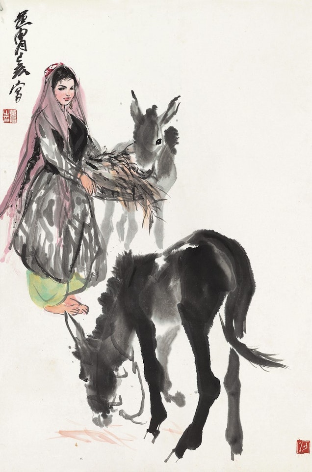 The Girl And Donkey by Huang Zhou