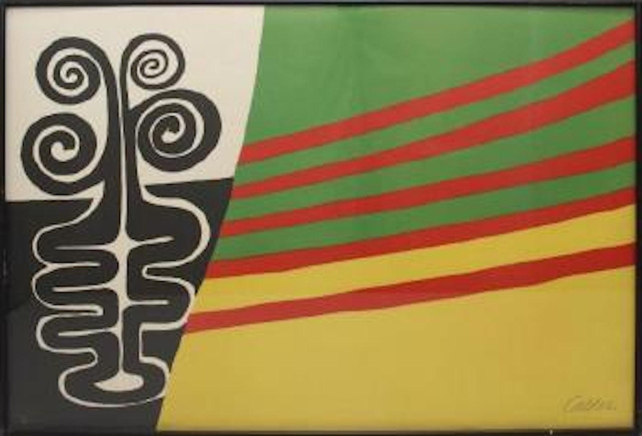 Green, red and yellow stripes , by Alexander Calder
