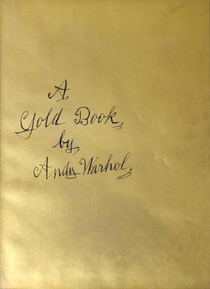 A gold book cover ,
1957 by Andy Warhol