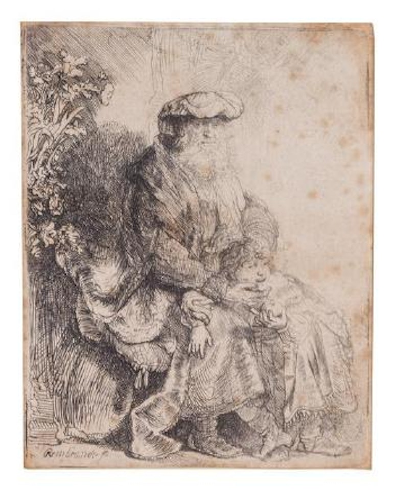Jacob Caressing Benjamin ,
Circa
1637 by Attributed to Rembrandt Harmensz van Rijn